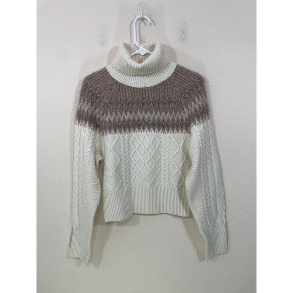 Derek Lam 10 Crosby Sweaters - Derek Lam 10 Crosby Women's XS Wool Cable Fair Isle Chunky Turtleneck Sweater